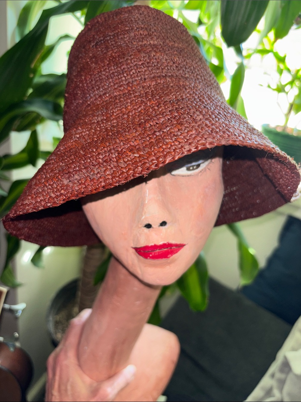 Janessa Leone Wide-Brim Woven Hat in Deep Brown